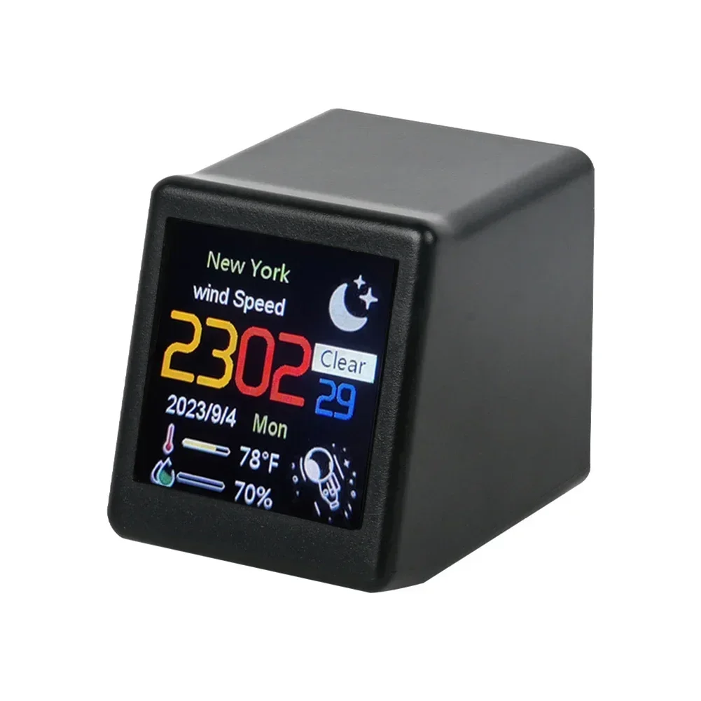 

WiFi Weather Station Desk Clock Mini Desktop Digital Clock Electronic Thermometer Hygrometer Sensor Table Clock Display