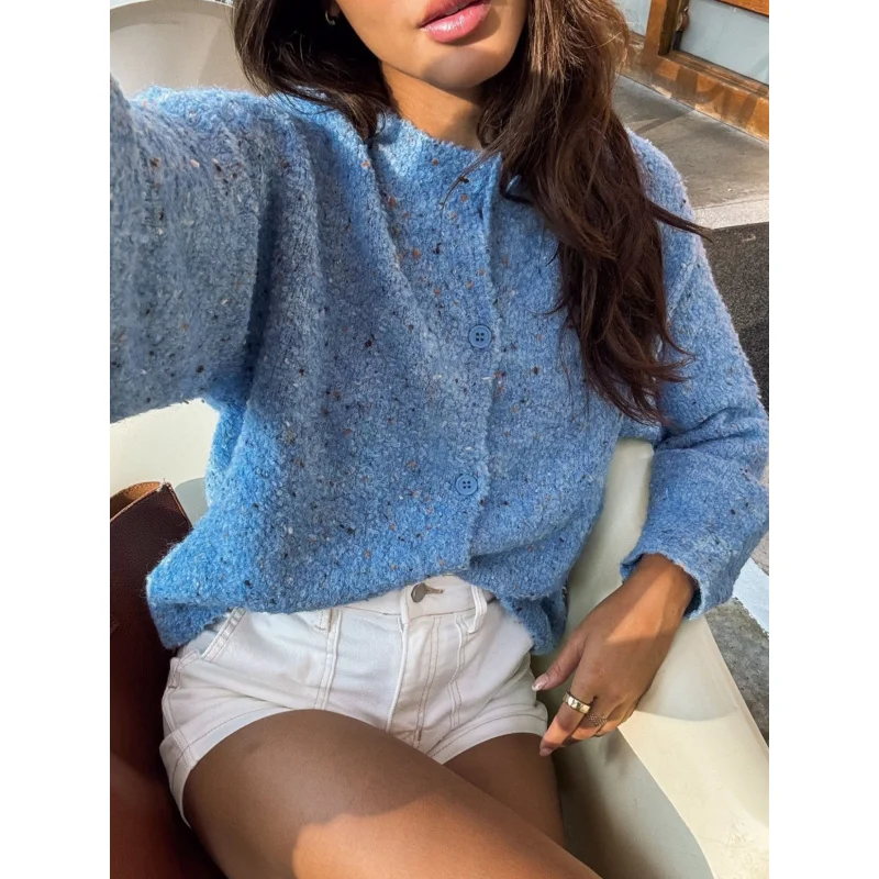 

2025 New Women's Autumn Polka Dot Stitching Turtleneck Knitwear Sweater Soft Warm Casual Pullover for Europe America