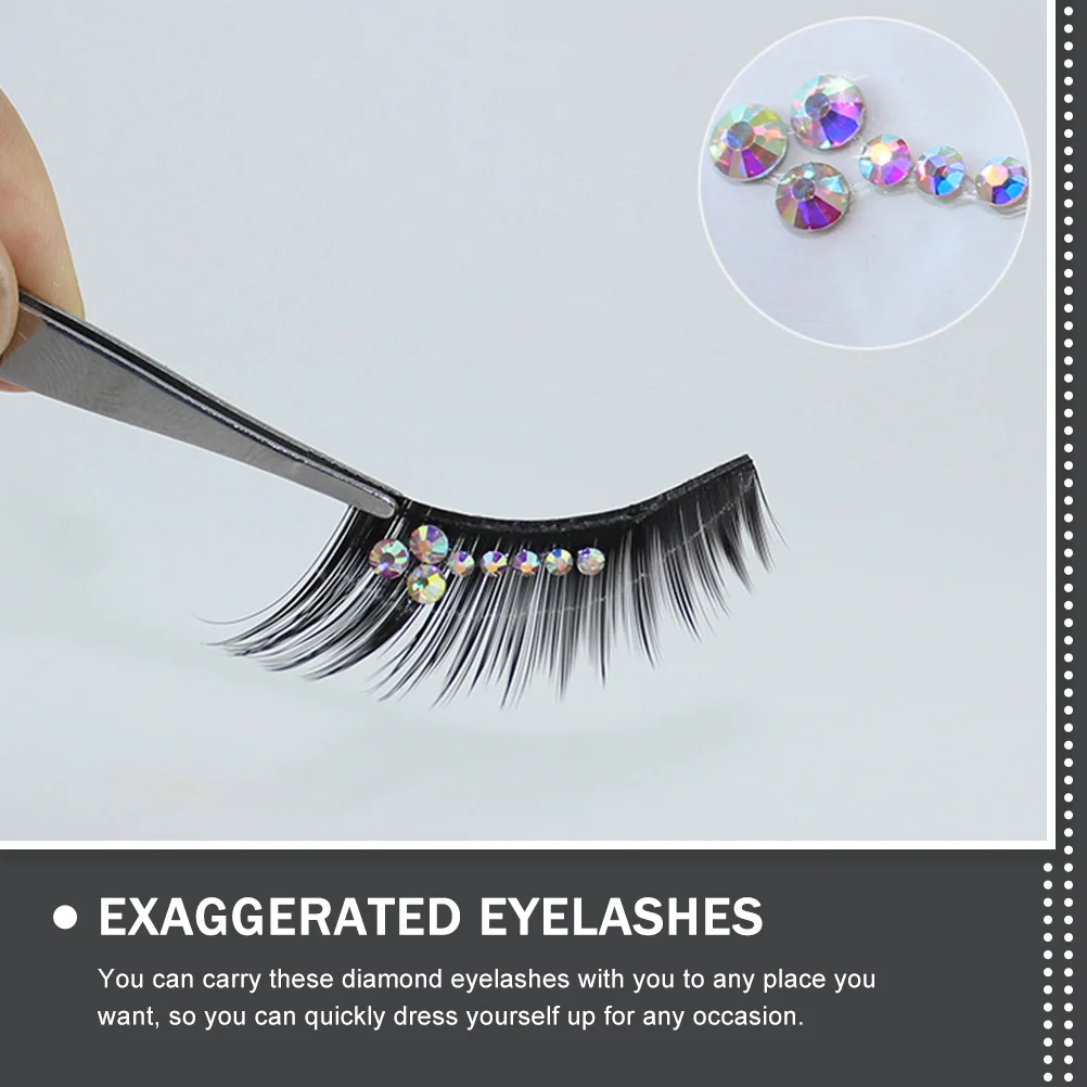 Diamond Eyelashes Fake Artificial False Extensions Decor Natural Look Rhinestone Colored