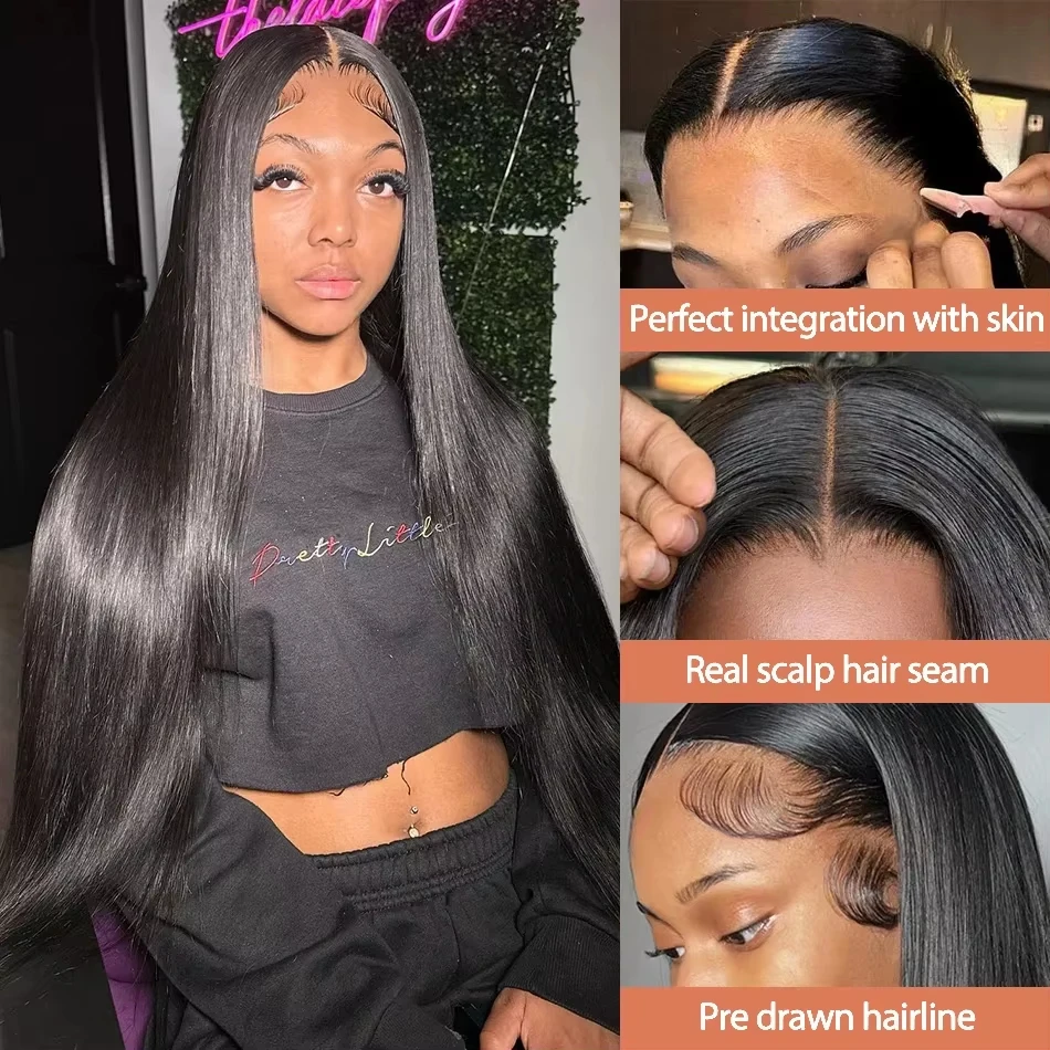 13X6 Straight Human Hair Wigs Glueless 13X4 Hd Lace Frontal Wig Ready To Wear Brazilian 4X4 5X5 30 40 Inch Closure Wig For Women image 2