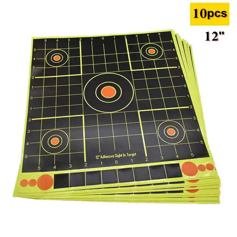Papel adhesivo para objetivo contra salpicaduras de 12 pulgadas y 30CM, 10 unidades por paquete, papel adhesivo para objetivo de tiro de reactividad para práctica de pistola/Rifle/carpetas