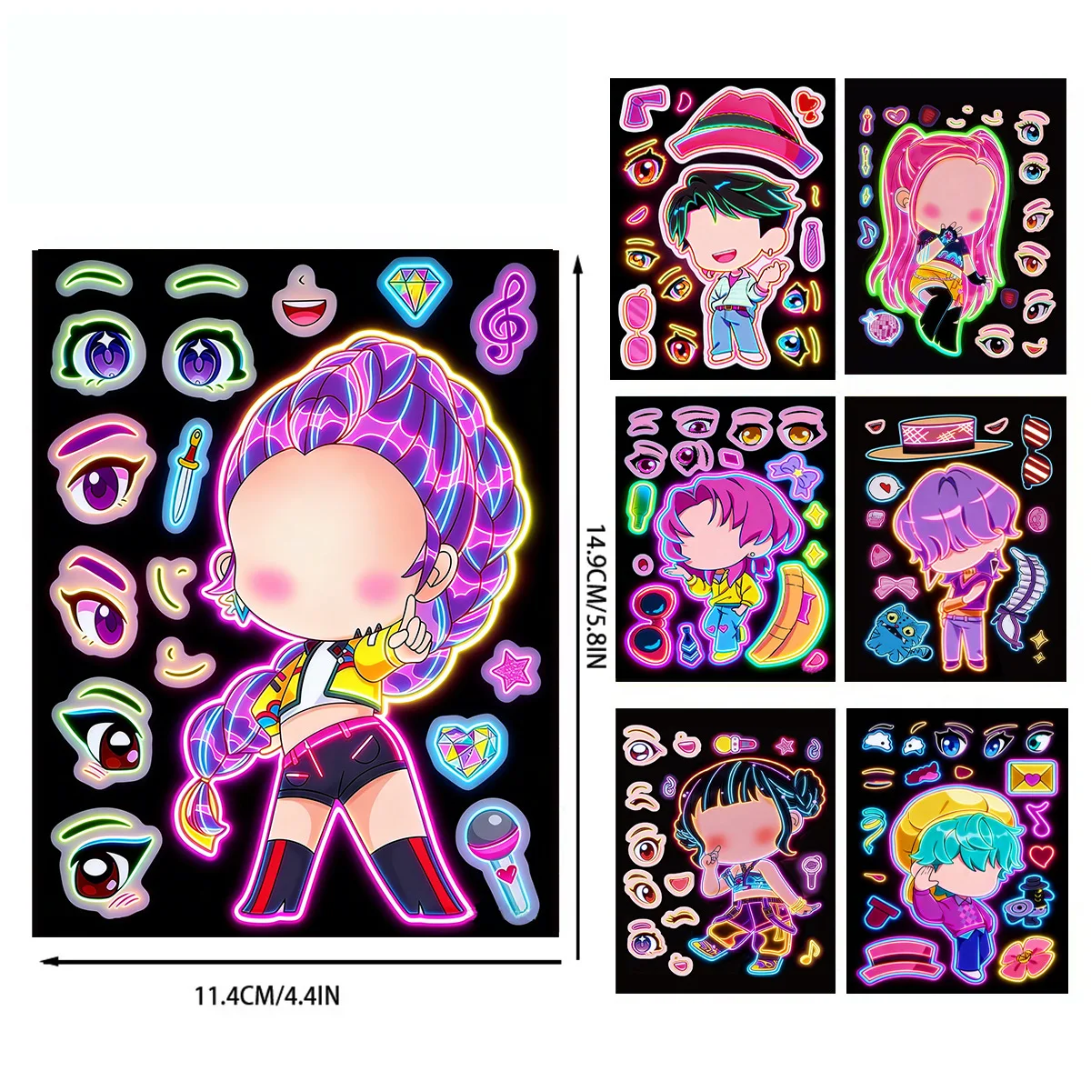 8pcs Funny Girls Stickers Toys Make A Face Puzzle DIY Stickers Face Kids Assemble Jigsaw Education Decals Party Decoration Gifts