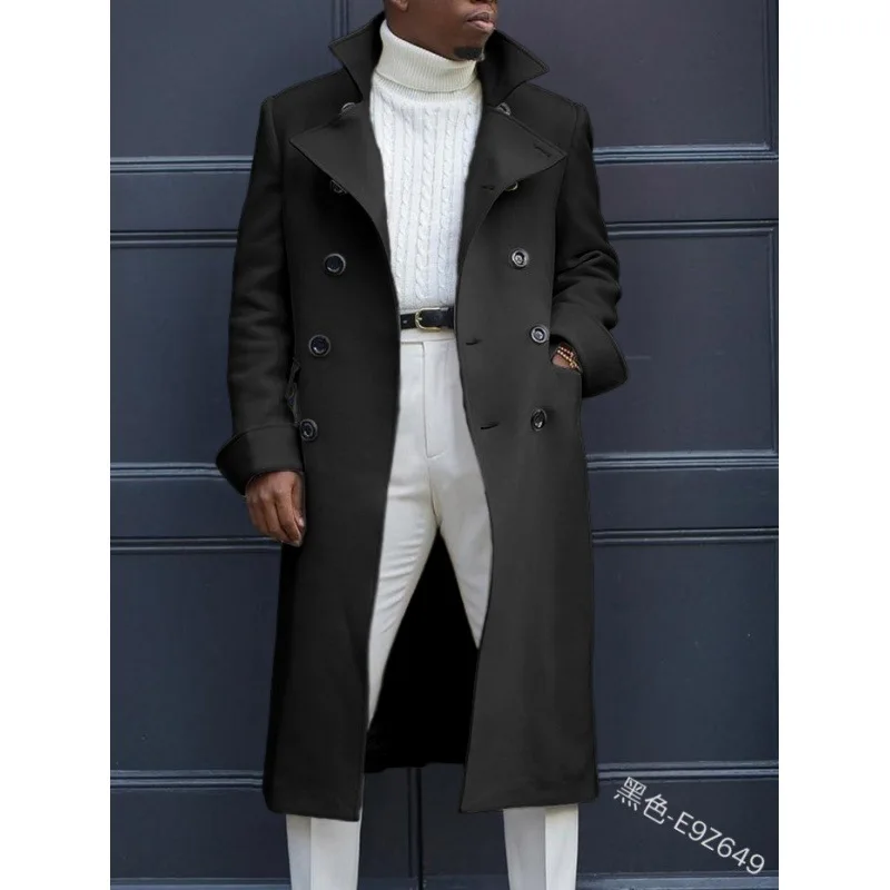 

Модные Белые Длинные куртки, тренчкот из смешанной шерсти, мужское пальто, двубортные пальто, уличная одежда, свободная куртка