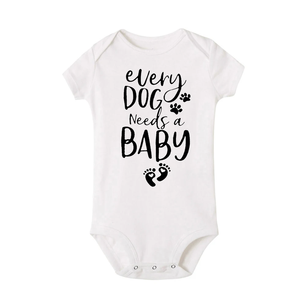 My Big Brother Has Paws Newborn Baby Boys Girls Romper Toddler Baby Bodysuit Short Sleeve Infant Clothes Cute Animal Printed