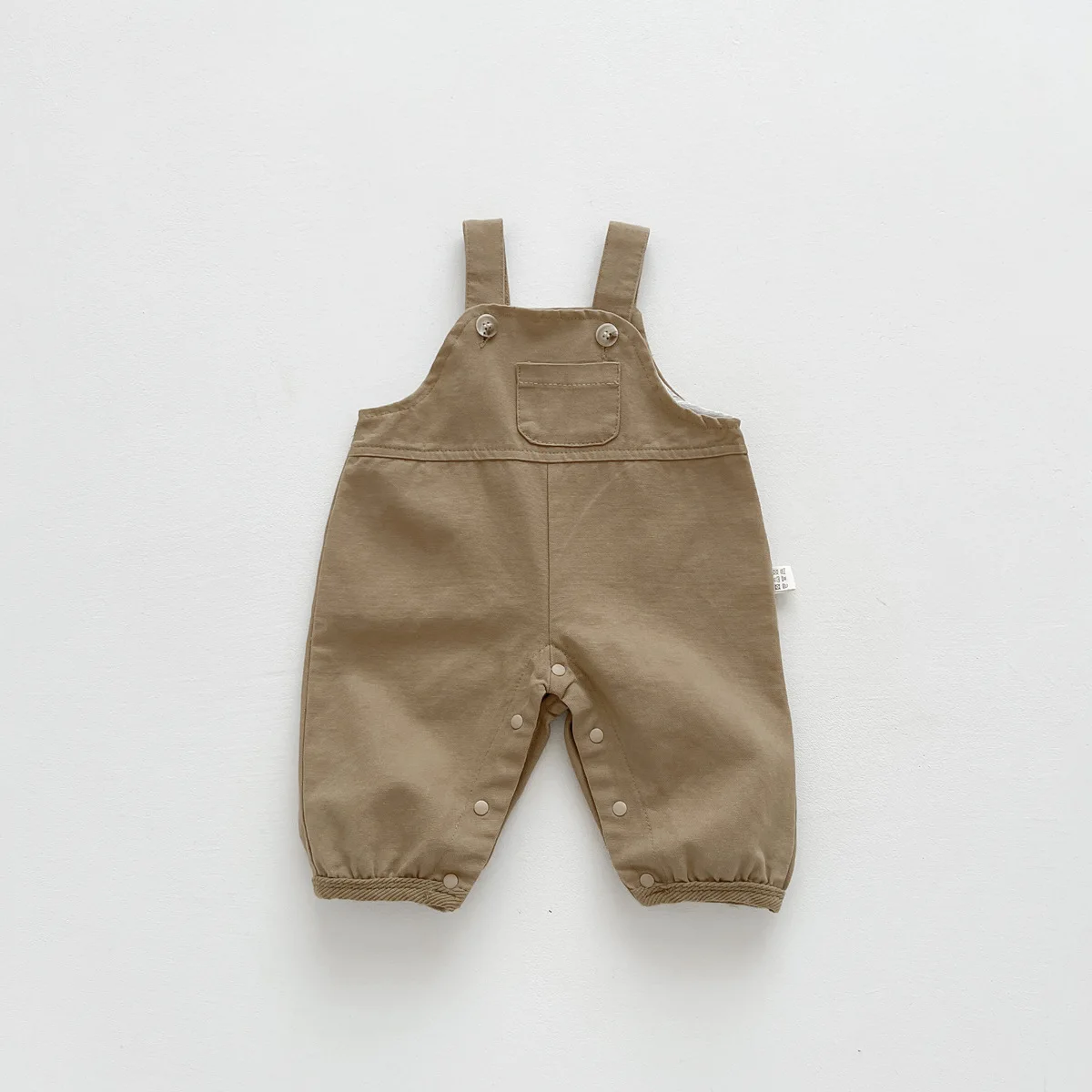 Summer Fashion Boy Girl Baby Ins Solid Pocket Loose Overalls Newborn Simple Casual Suspemder Jumpsuit Children Cotton Thin Pants