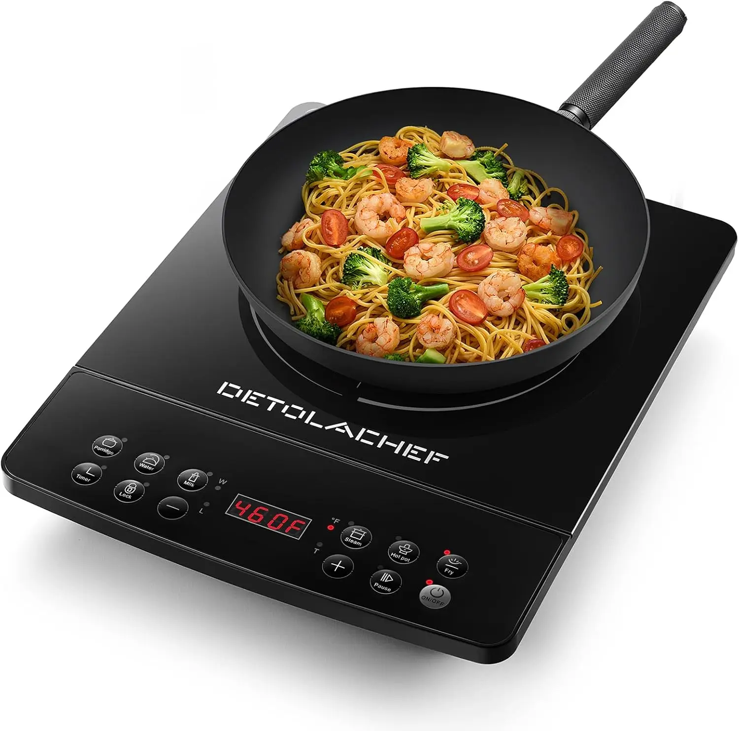 

Portable Induction Cooktop 1800W with Touch Sensor, 10 Temperature Settings 140°F-460°F, Timer & Child Lock