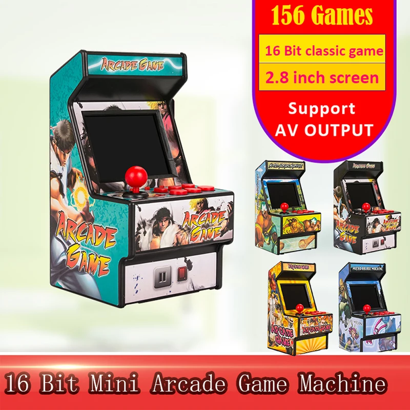 16 Bit Mini Arcade Video Game Console Machine 156 Retro Games For Sega Portable Handheld Game Console 2.8 Inch Screen AV Output