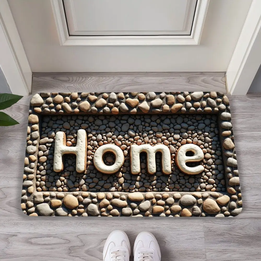VIKAMA Home Pebble Stone Flannel Square Rug, 7 Assorted Designs, Non-Slip Washable Doormat for Entryway