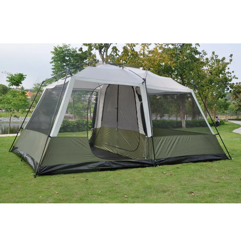 Outdoor Camping Tent Waterproof Extra Large Space 8-12 Persons Family Camping Tent With 2 Rooms 1 Living Room