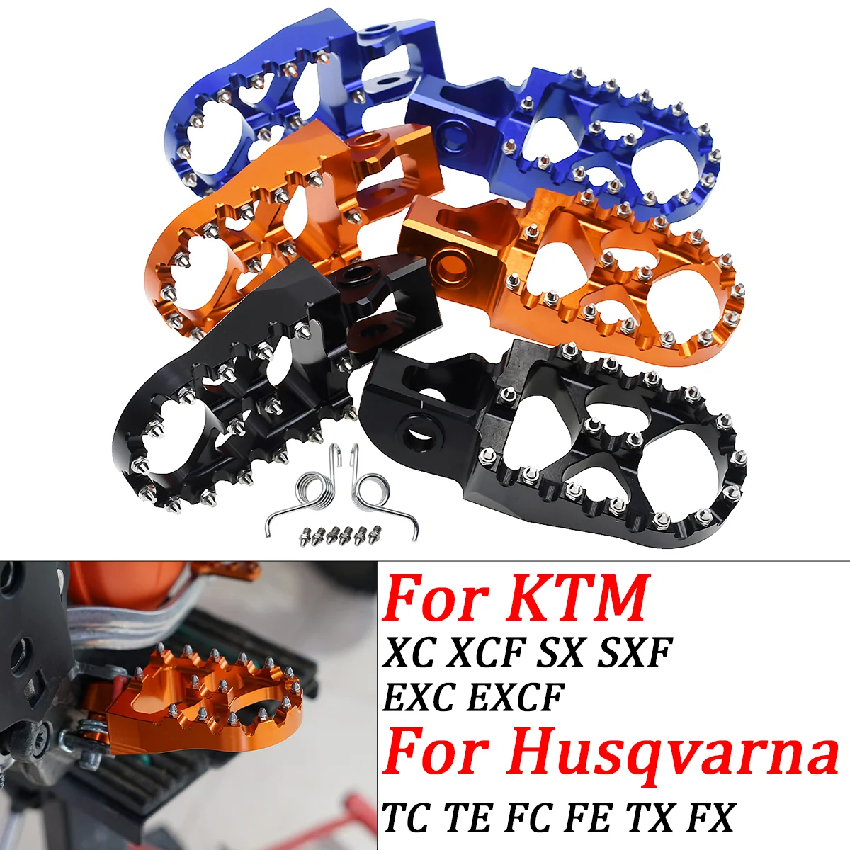 

For KTM XC EXC EXC-F SX SX-F 125-500 For Husqvarna TC FC TE FE TX FX FS Foot Rest Pegs Footrest Footpeg Dirt Pit Bike 2016-2023