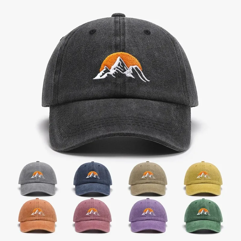 1 Stück Unisex-Baseballmütze mit besticktem Sonnenuntergang, einfarbig, verstellbar, für den Außenbereich, lässig, Sport, weich, Trucker-Mütze, geeignet für den täglichen Gebrauch