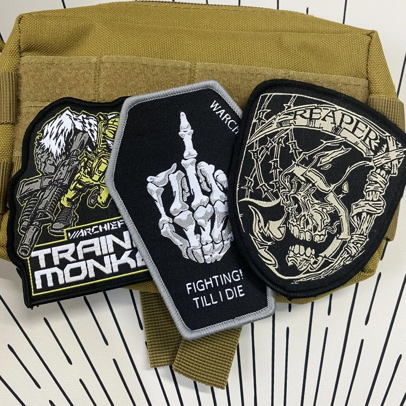 Reaper Death Embroidered Hook&Loop Patch Chief Sniper Tactical Backpack Sticker Chieftain Morale Badge Armband Military Patches