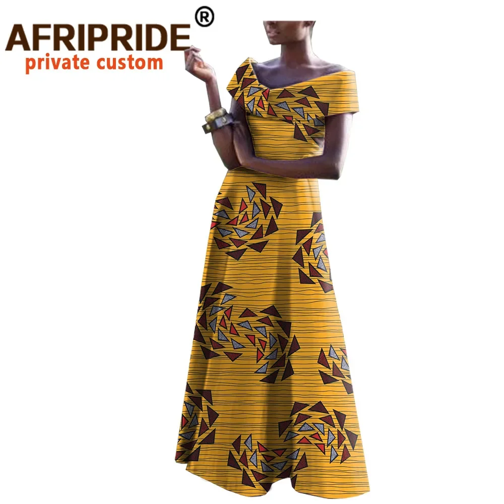 

2024 African Dresses for Women Dashiki Ankara Fabric Wax Long Maxi Party Print Dress Short Sleeve Pure Cotton Dress A722549