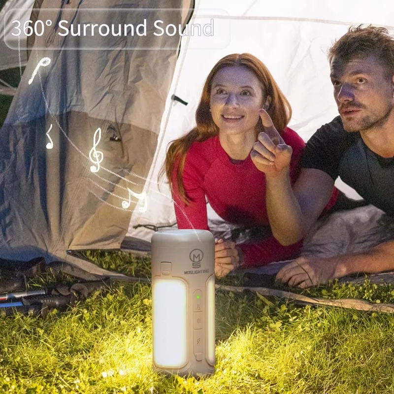 Linterna portátil de alta potencia con Bluetooth para acampar, iluminación de Camping con altavoz 5,3, linternas LED, lámpara de pesca para viajes