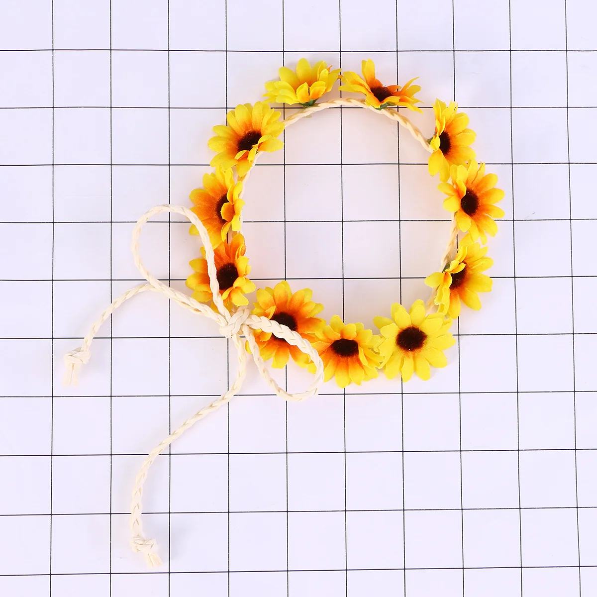 Bandeau marguerite jaune à fleurs pour femmes, 6 pièces, cerceau pour cheveux, couronne de fleurs, corde tressée extensible pour fête, mariage, Festival, photographie