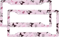 Cute Cartoon Cat License Plate Frame Cars Accessories 2PCS 12.2x6.3 inch Kawaii Car Tag Cover Fit Universal US Standard Vehicles