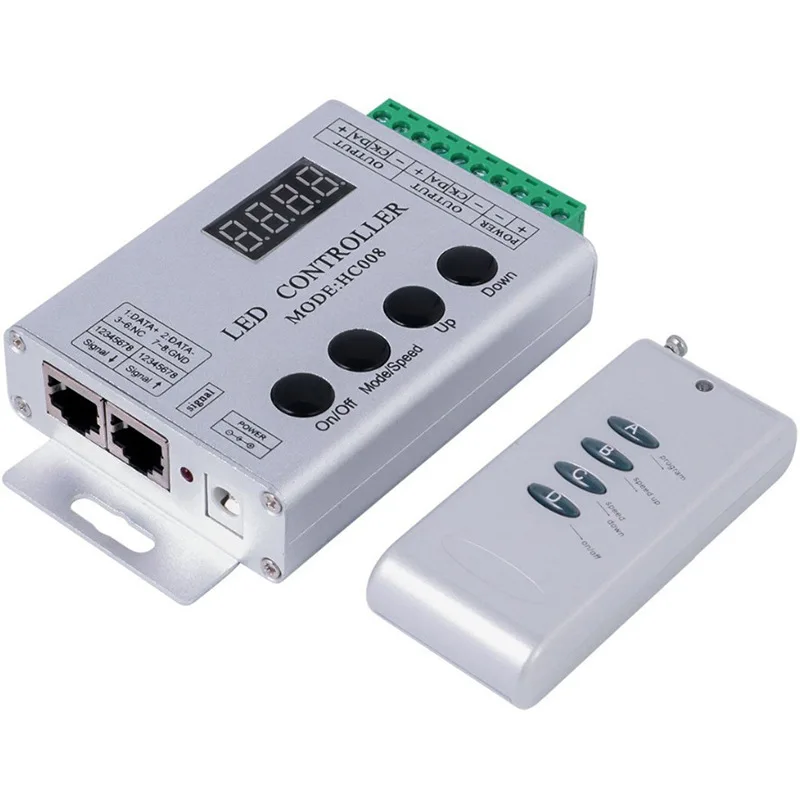 

HC008 4Keys DC 5V 12V 24V programmable RGB led pixel controller 133 effect modes dimmer for WS2812 WS2811 2801 LED Strip Light