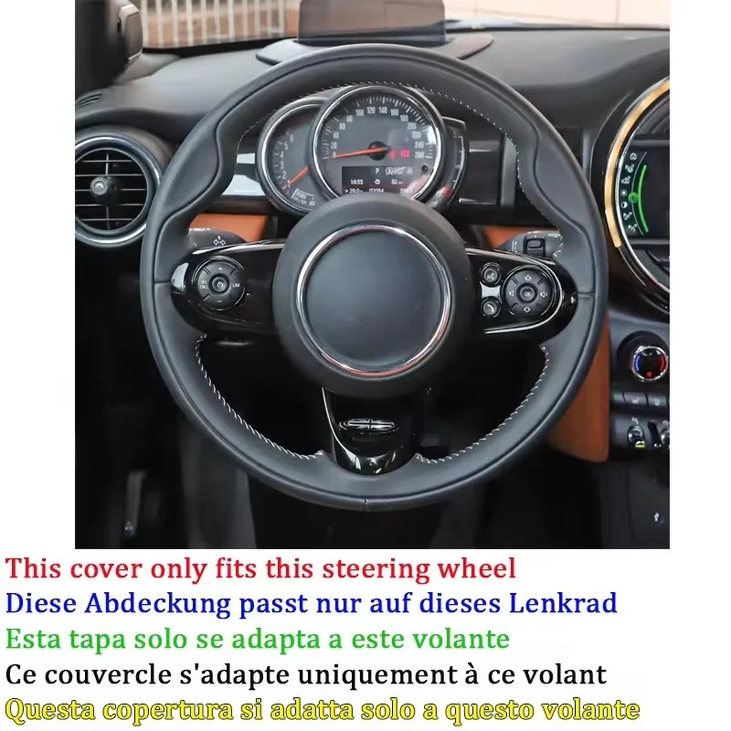 Car Steering Wheel Cover Black Non-Slip Artificial Leather For MINI JCW F56 Clubman Convertible Countryman 2014-2020