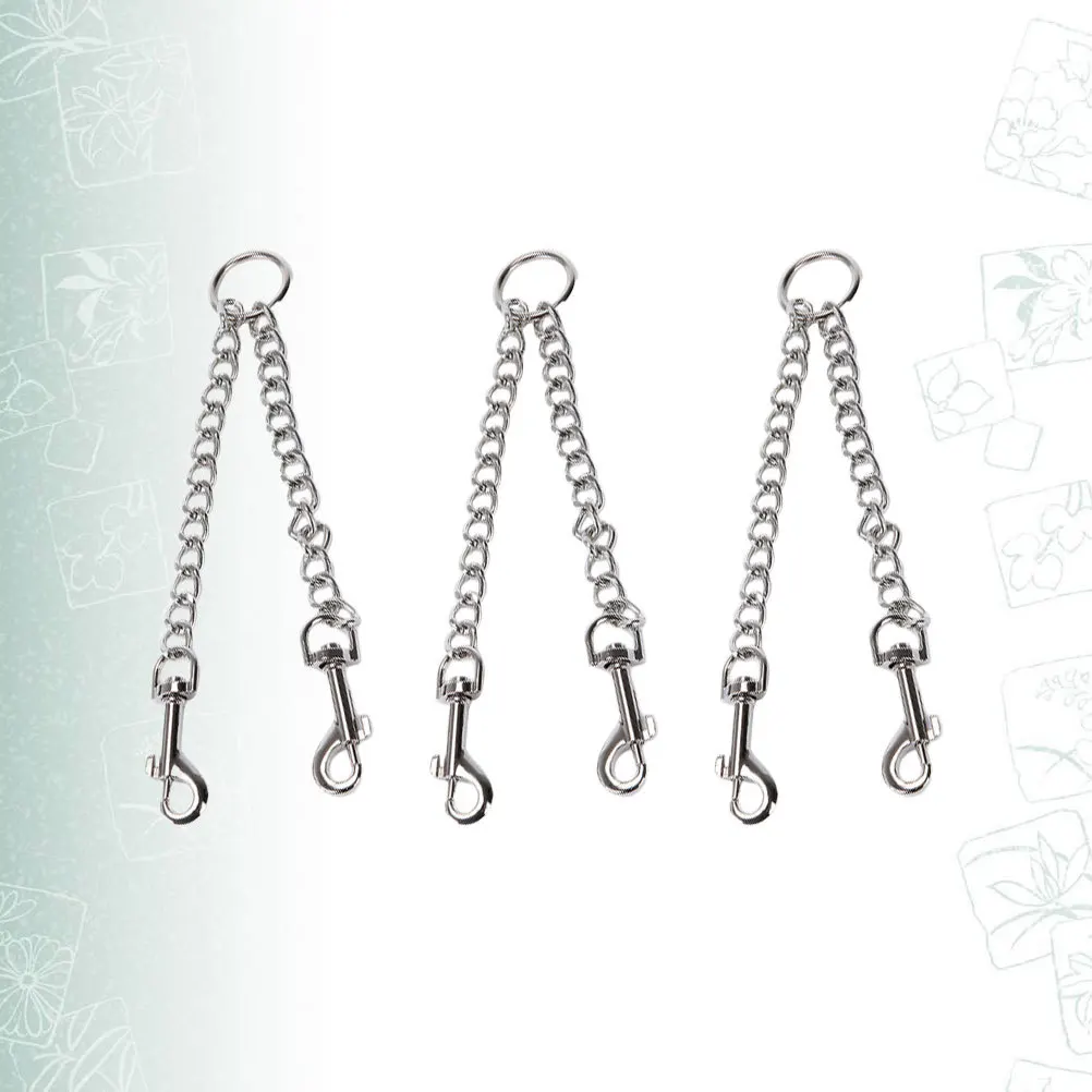 

3Pcs Pet Double Head Traction Rope Two Way Dog Leash Rotating Buckle Durable Iron Chain Pulling Rope Walking Lead