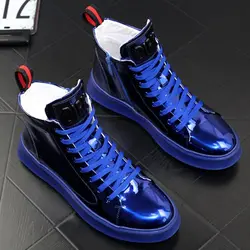 New Men's High-Top Board Versatile Casual Leather Ankle Platform Hight Increasing Youth Boots