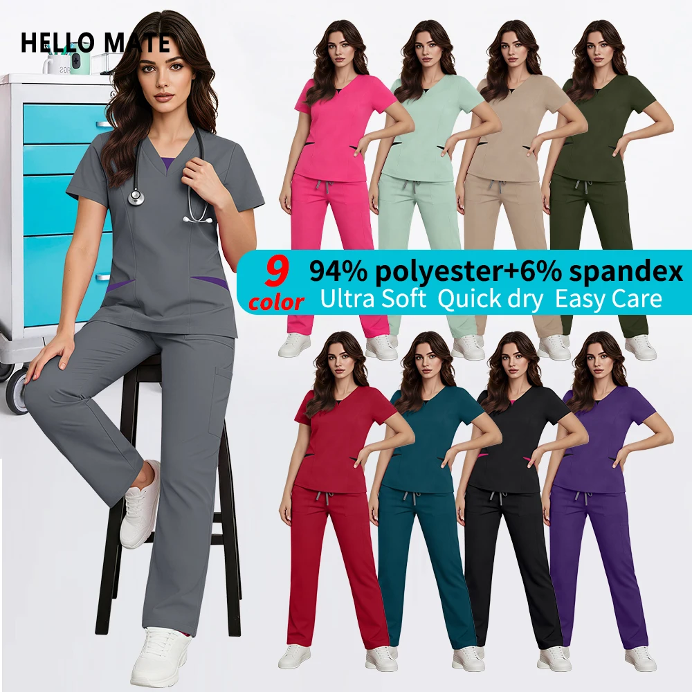 Uniforme Médico de Verano para Hospital, Ropa de Trabajo para Doctor y Enfermera, Conjunto Quirúrgico Elástico en 2 Direcciones, Traje de Enfermería para Clínica Veterinaria, Ropa de Trabajo para Dentista