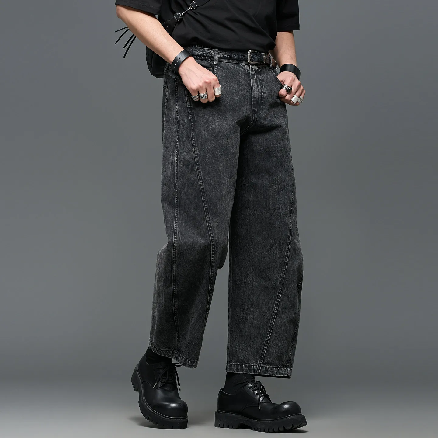 2026 Spring and Summer Japanese Retro Matchet Pants Wash Water Niche Cropped Straight Men's Casual Pants