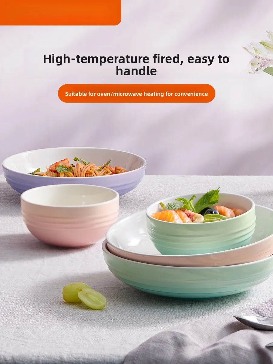 

Supor Cerc Baking Tray Double Ear Rice Casserole Di Microwave Oven Plate Nordic Sle adient Pattern Rectangular Di