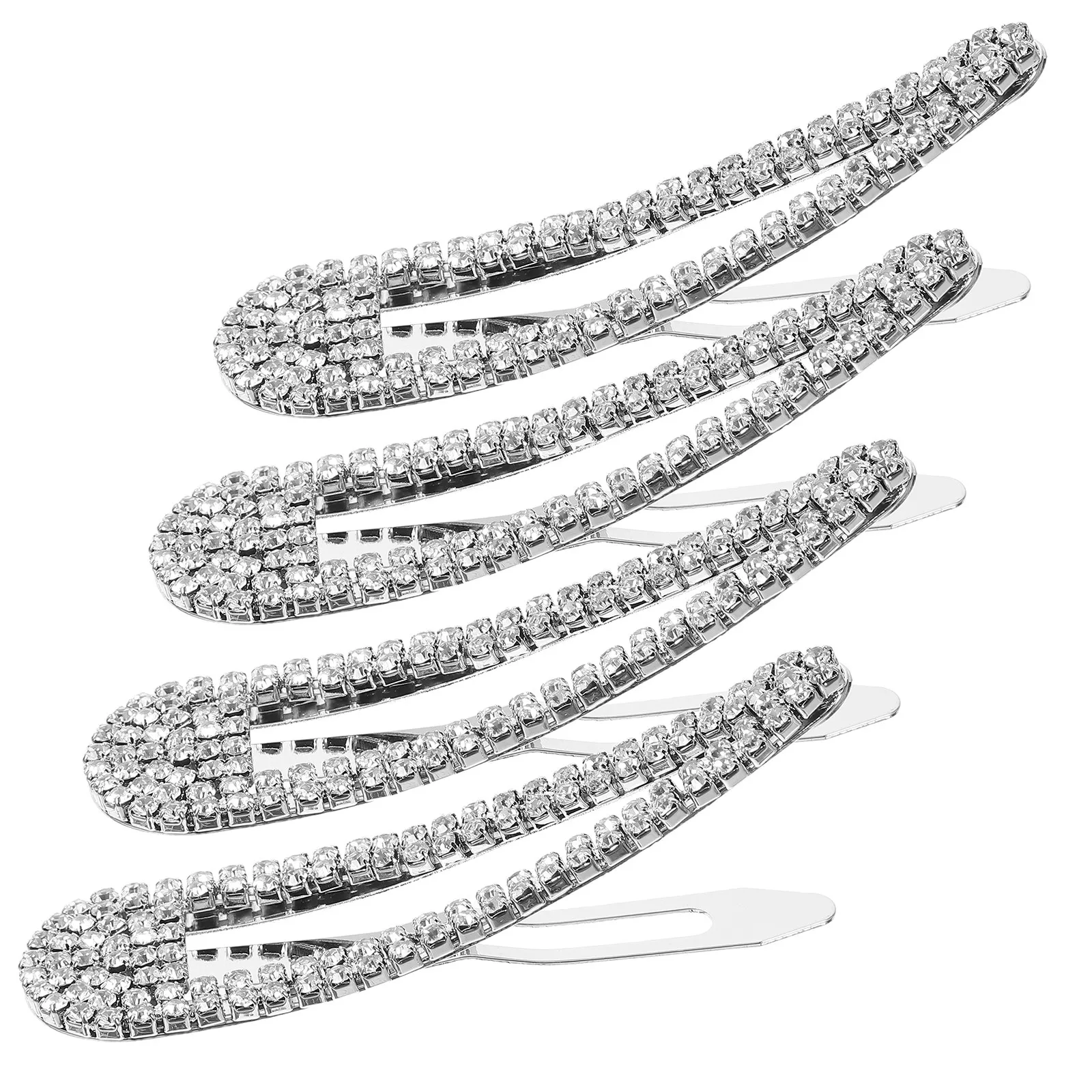 4Pcs Water Drill Rhinestones Hair Clips Small Metal Snap Hair Barrettes Cute Decorative Hairpins for Girls Daily Party Use