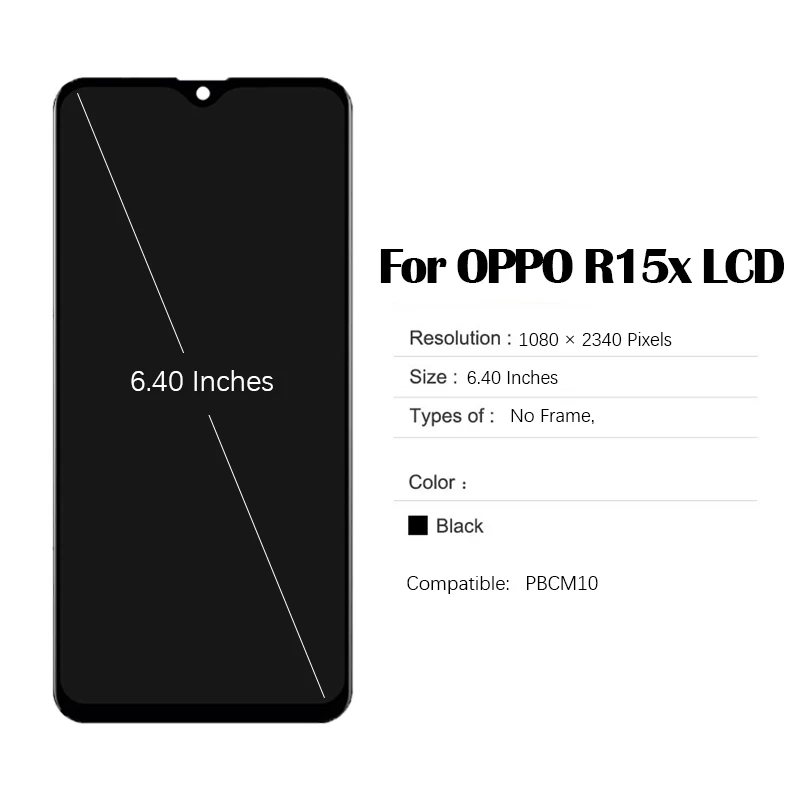 LCD Screen for 6.40 inches OPPO R15x PBCM10 LCD Touch Screen Digitizer Assembly with Repair Tool and Glue for r15x/k1/k5/RenoZ