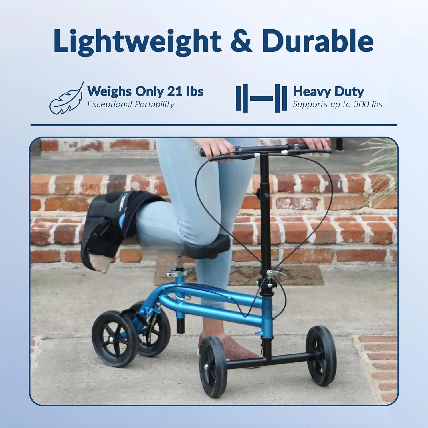 Foot Surgery, Broken Ankle, Foot Injuries - Foldable Knee Rover Scooter for Broken Foot Injured Leg Crutch with Dual Brakes