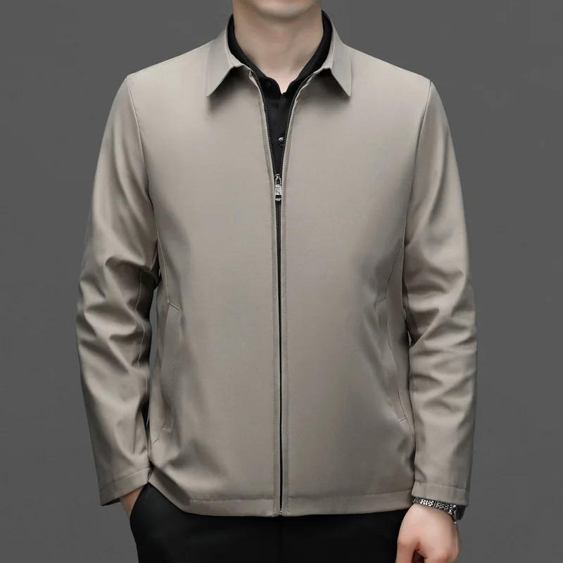 

Мужская куртка среднего возраста с лацканами и карманами на молнии для официальных деловых мужчин, повседневная одежда осень-зима, мужская деловая куртка, парки
