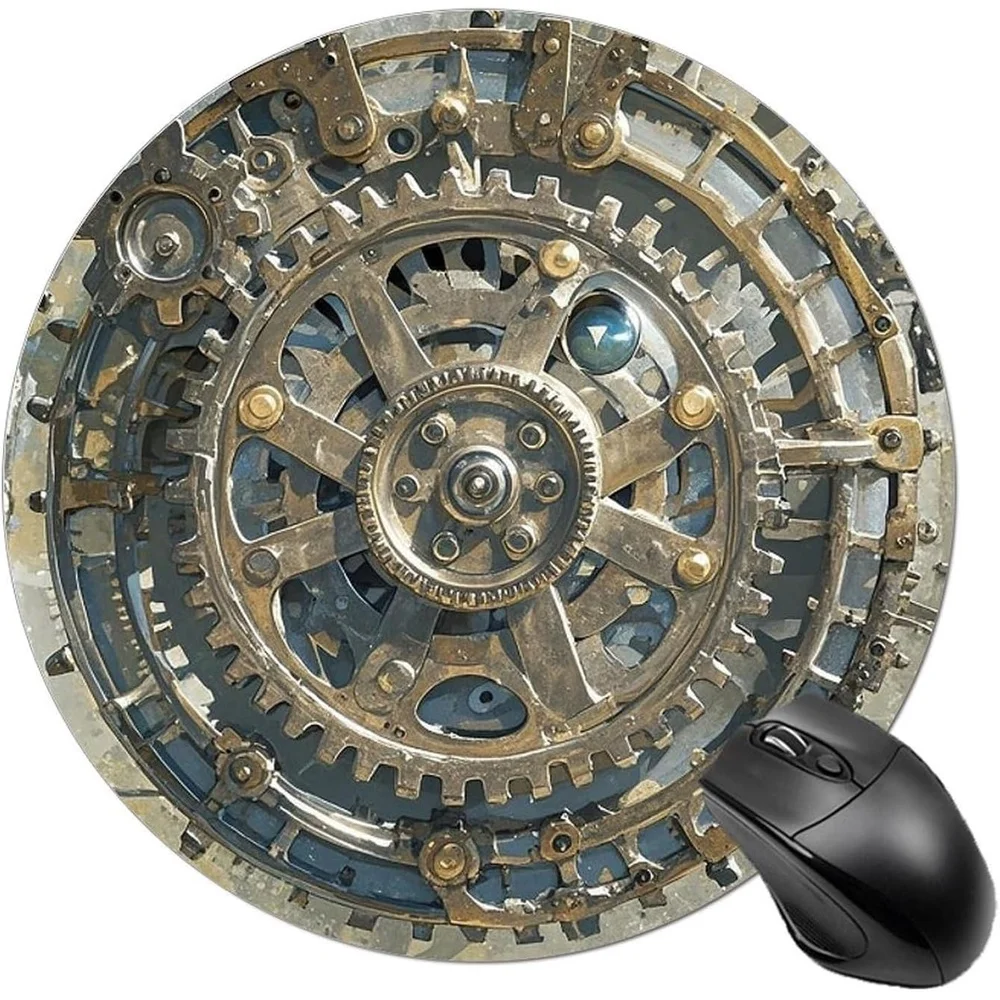 

Mechanical gear pattern circular mouse pad, anti-slip rubber, washable, high quality, suitable for families and professionals