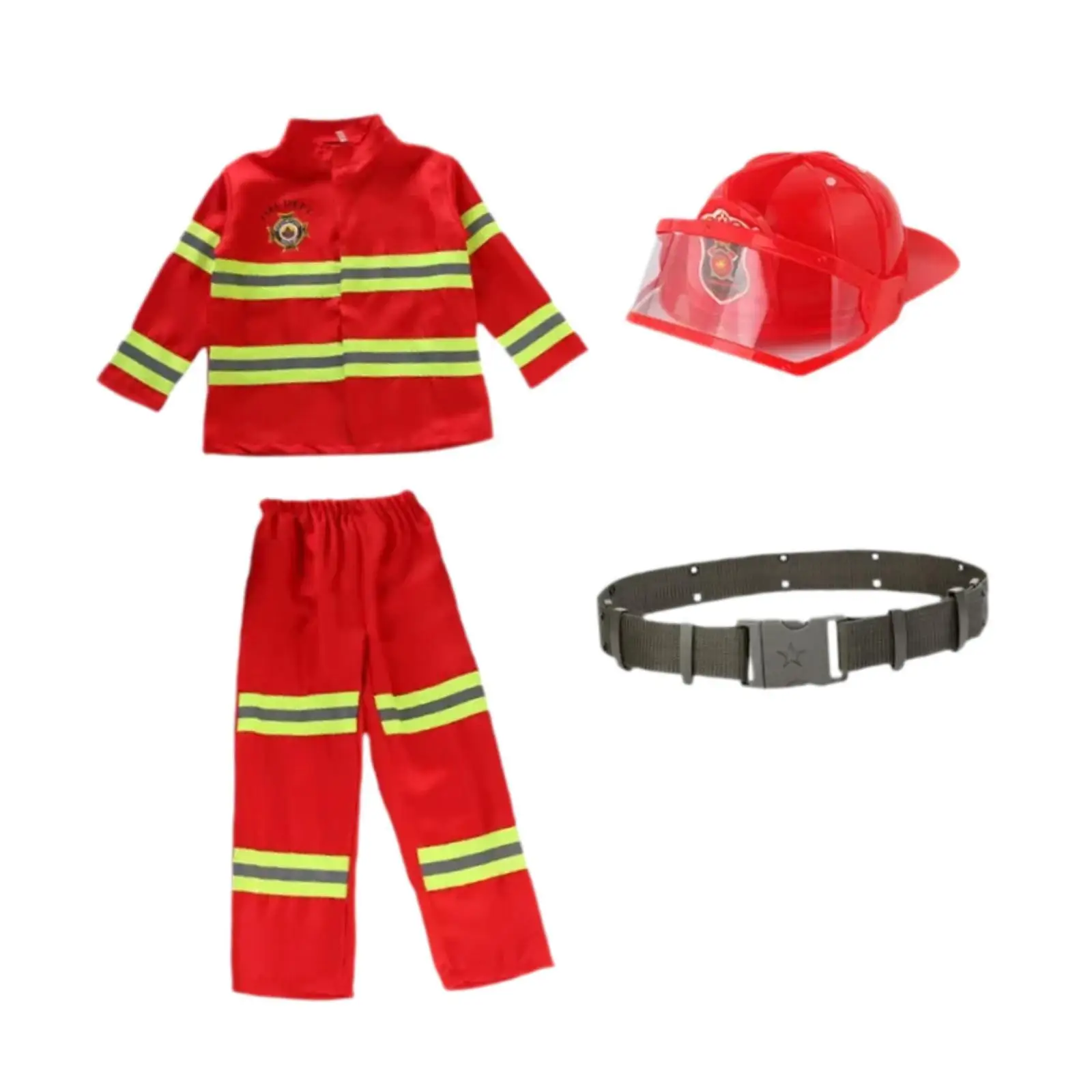 مجموعة لعب دور رجال الإطفاء للأطفال زي رجل الإطفاء من البوليستر مع معدات قبعة لعيد الميلاد والهالوين #2