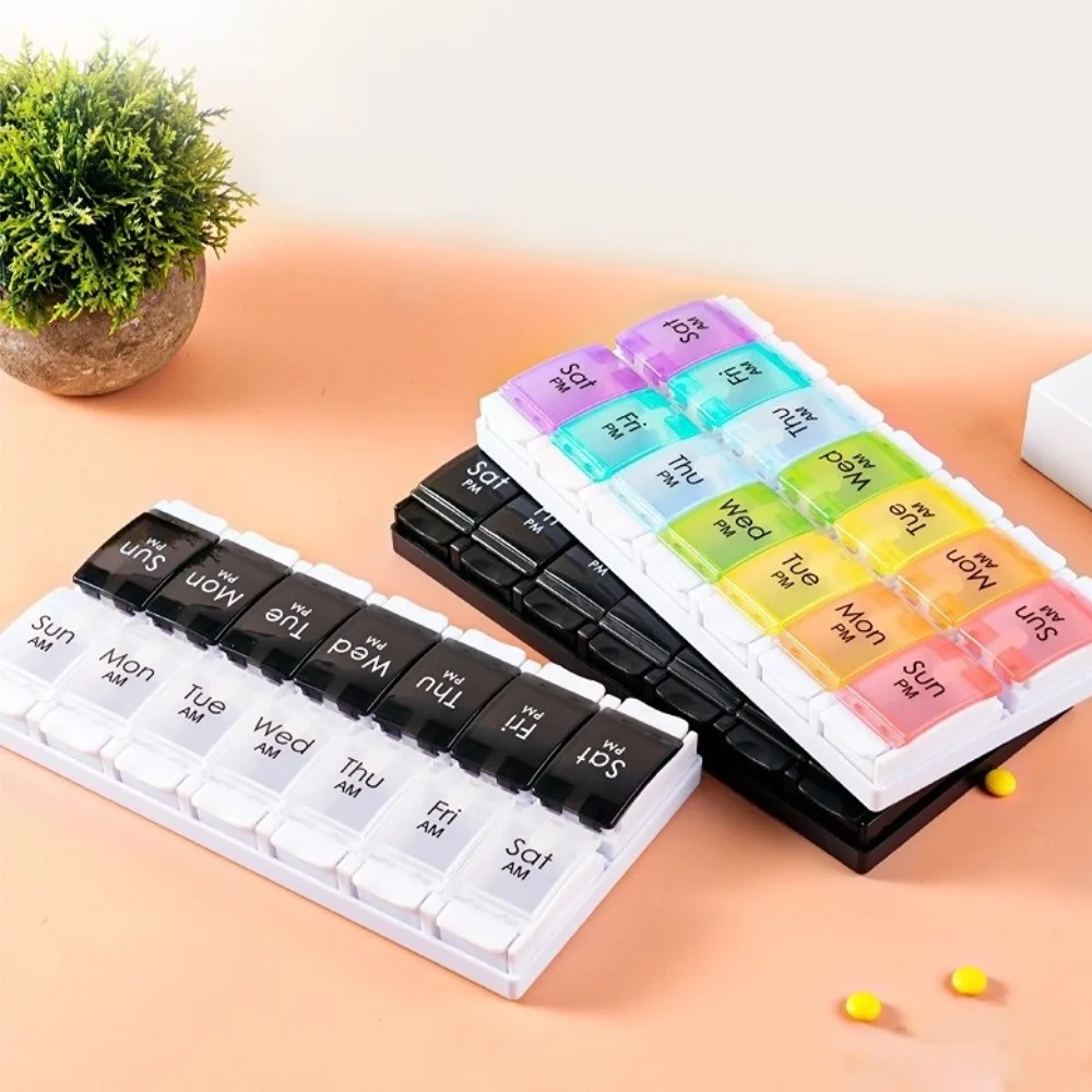 New Hot PortableTravel Large Weekly Pill Box Cases Organizer 7 Day 14 Grids Storage for Medicine Vitamin Supplements Fish Oils