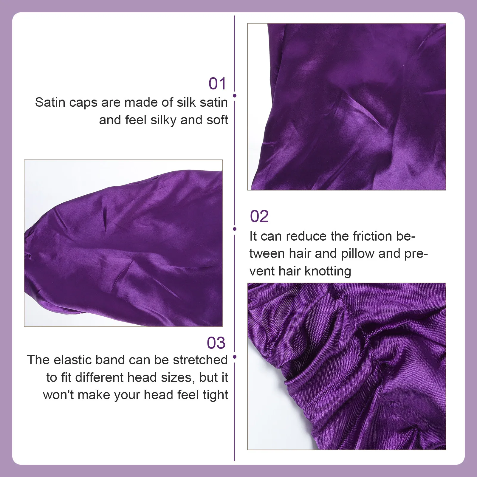 

2 шт. атласных шапочек для сна для женщин, эластичные защитные шапочки для ухода за длинными волосами, удобные дышащие ночные шапочки для сна из атласа