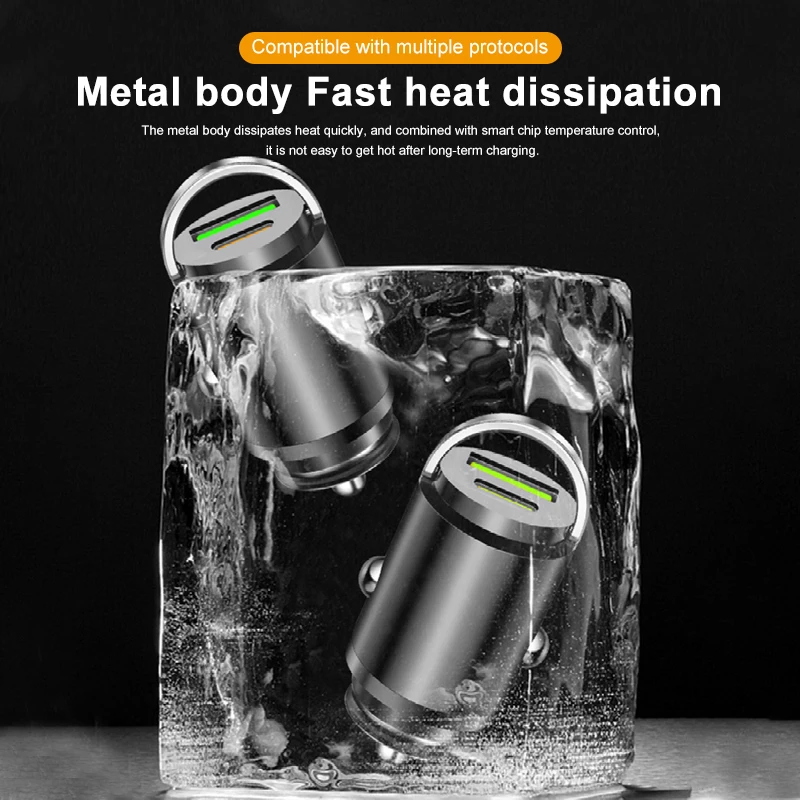 200W Mini Car Charger Lighter Fast Charging for iPhone Xiaomi Samsung Huawei Mini PD USB Type C Car Mobile Phone Charger