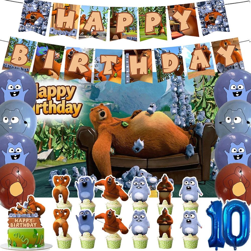 Set de Decoración para Fiesta de Cumpleaños de Grizzy y los Lemmings, Globos, Adorno para Pastel, Fondo, Artículos para Baby Shower, Regalo para Niños