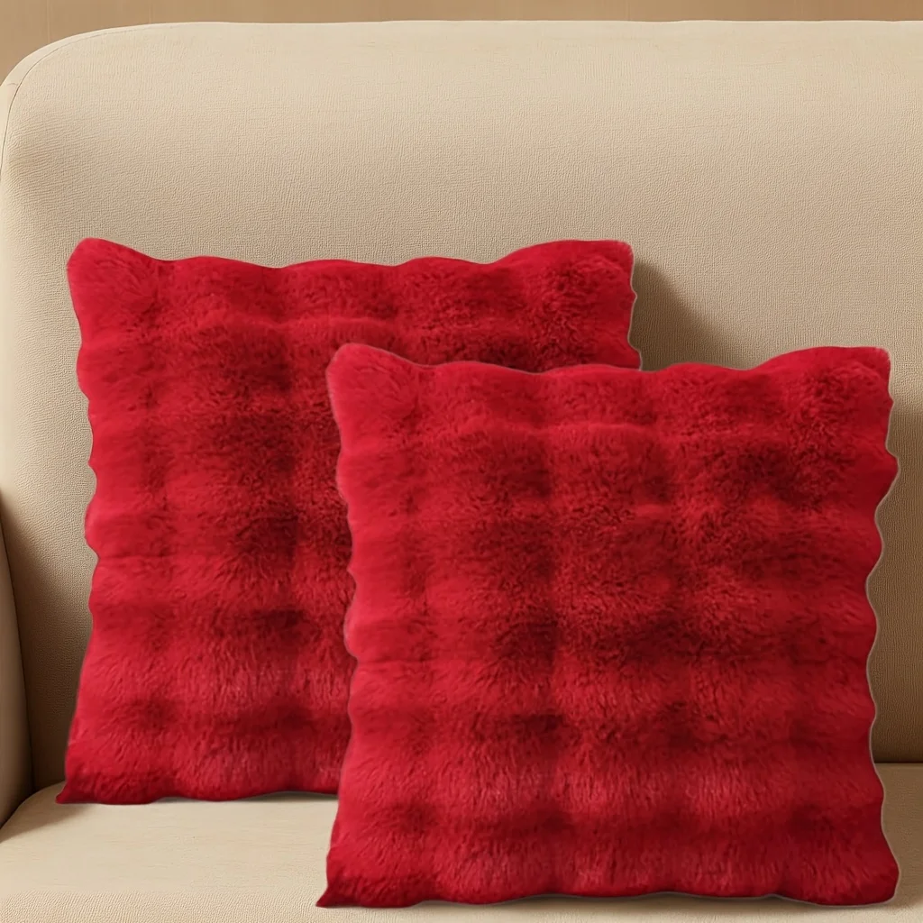 2er-Pack dekorative Plüschkissenbezüge, moderner minimalistischer Stil, geeignet für Sofas, Schlafzimmer und Autoinnenräume – Detail 16