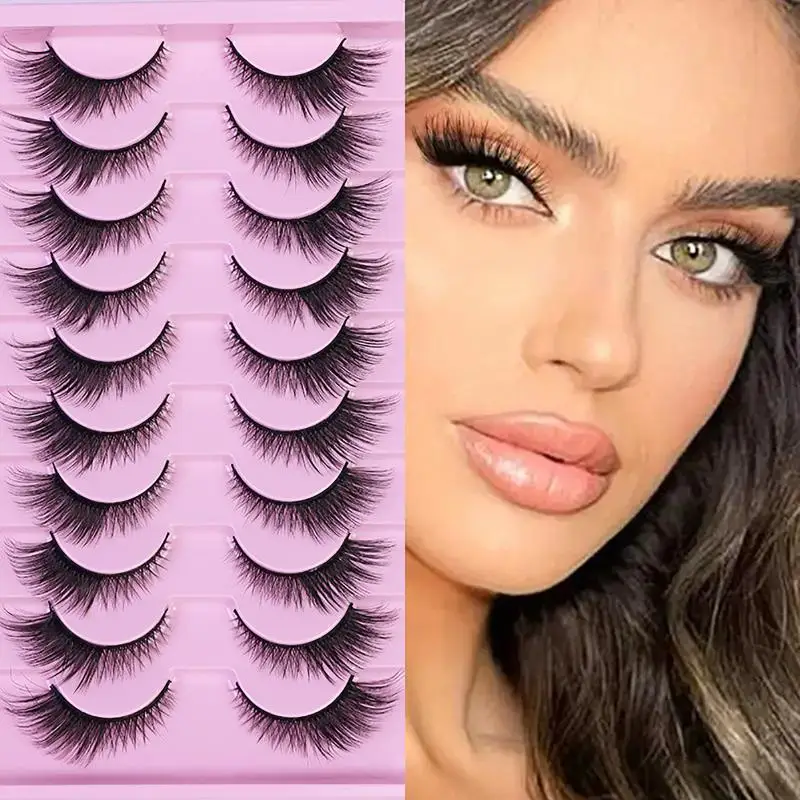 10 Paar Cat-Eye-Kunstwimpern, flauschige, zarte Faux-Nerzwimpern, natürliches Volumen, für tägliches Make-up, Party, Cosplay – Detail 3
