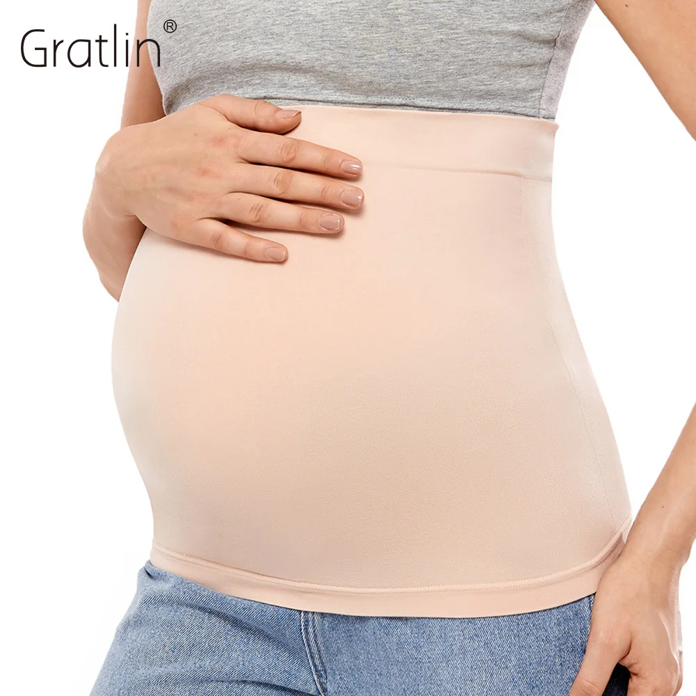 Gratlin Maternity Belt Pregnancy Antenatal Bandage Soft Seamless Belly Band Back Pressure-Reduction Support For Pregnant Women