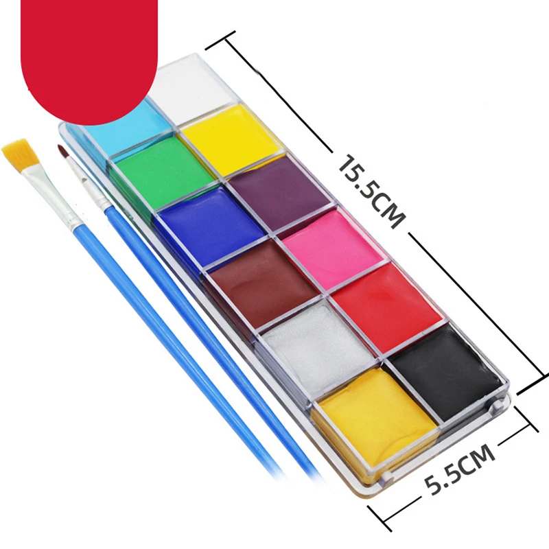 전문 얼굴 바디 페인트 오일 12 색 할로윈 아트 파티 멋진 메이크업 2 블루 브러쉬 세트