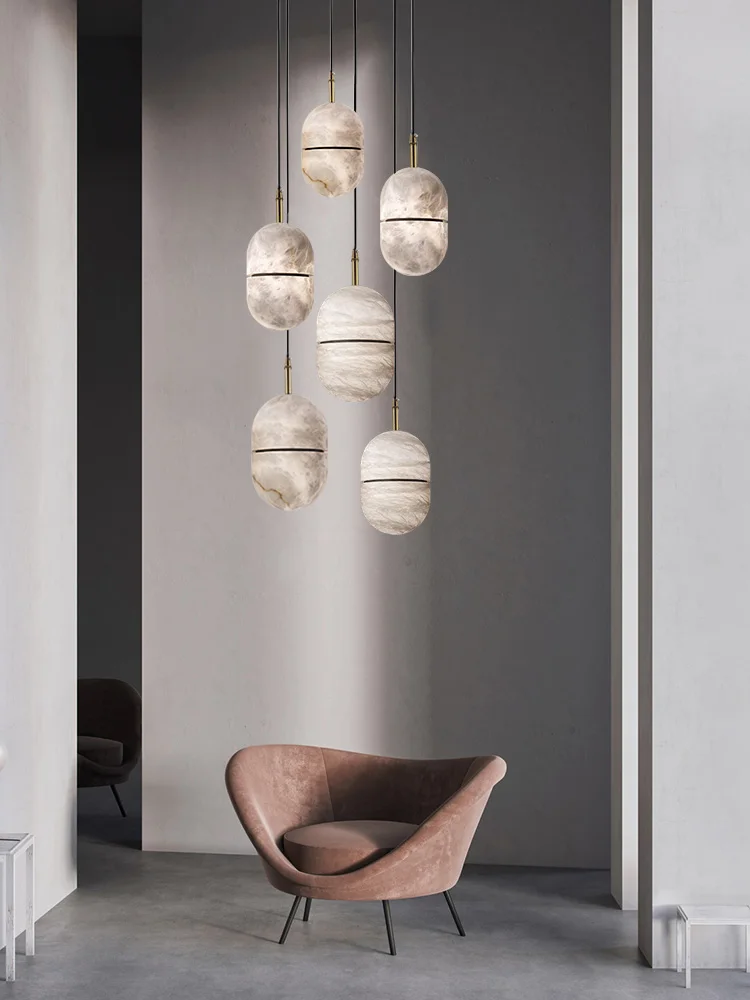 Retro 2026 Trendy Marble Joy Dimmable LED Hanging Lamps Chandelier Lighting Lustre Suspension Luminaire Lampen For Living Room