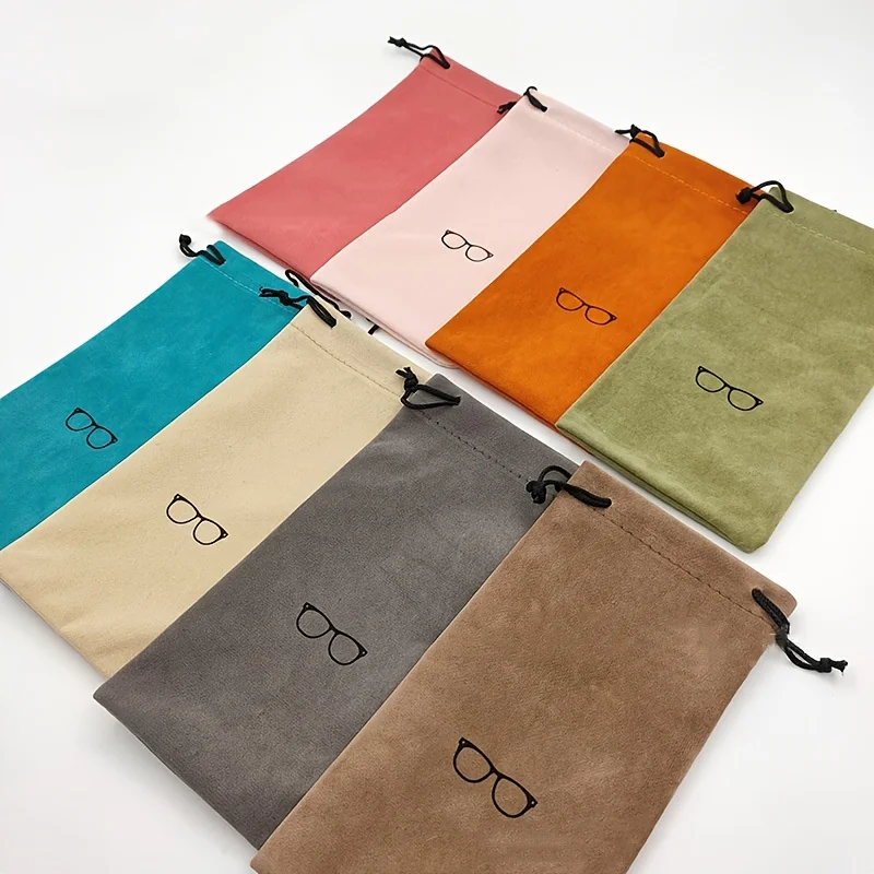 Estojo de Óculos Portátil da Moda (5/10 Peças) - Acessórios para Óculos, Bolsa Macia para Óculos de Sol, Sacos com Cordão em Cores Sólidas