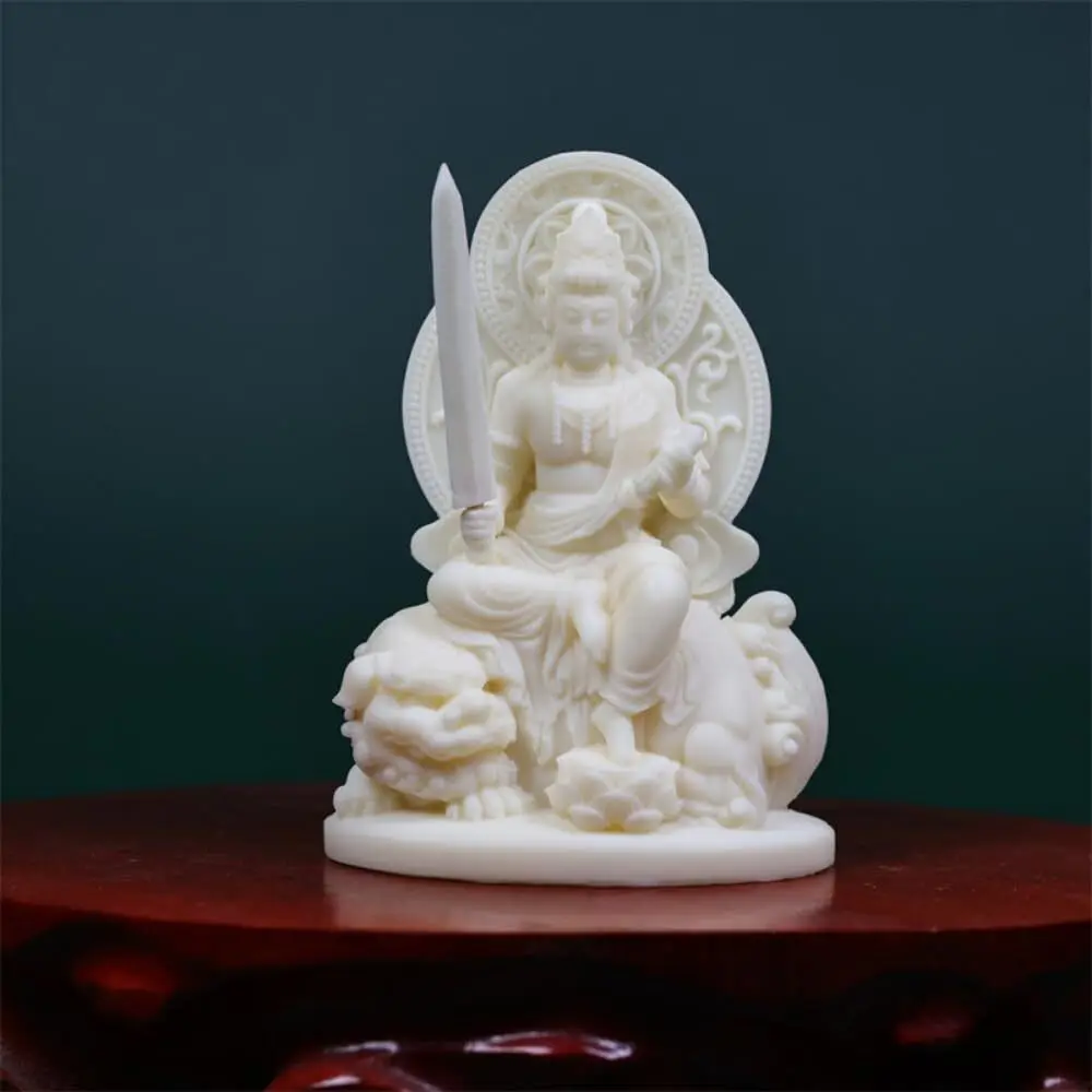 

11CM Tugua Manjushri Buddha Statue Decoration Home Living Room