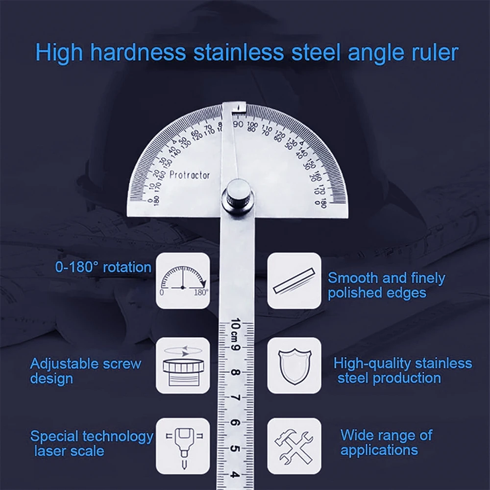 Carpenter Dividing Gauge 1PC, 14cm 180 Degree Semi-Circular Protractor Angle Ruler LA-AA90