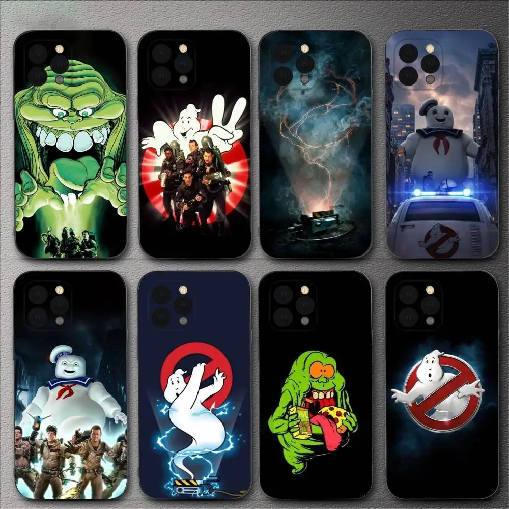 Funda de teléfono E-Extreme G-Ghostbusters para iPhone 16,15,14,13,12,11, XS, XR, X,8,7, Pro, Max, Plus, mini funda negra de silicona