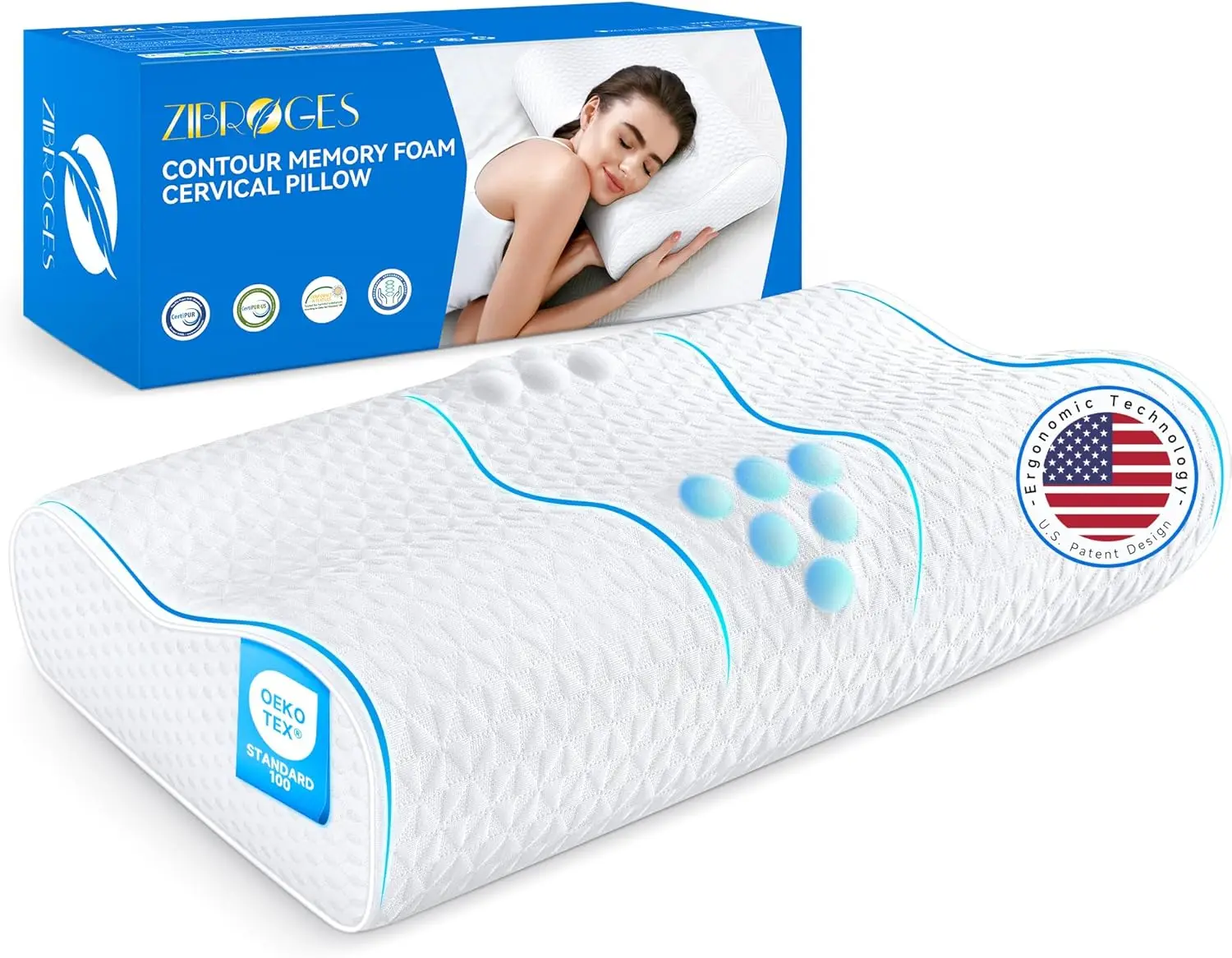 

Queen Size Cooling Memory Foam Pillow for Neck Pain Relief, Ergonomic Adjustable Contour for Side, Stomach & Back Sleepers