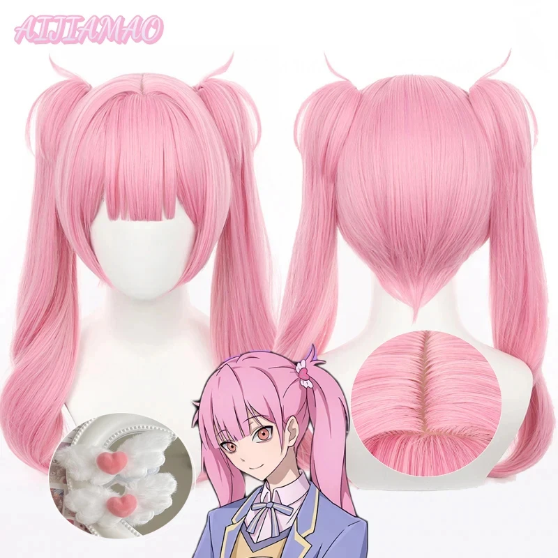 Link Click LI TIANXI Cosplay Wig 55cm Long Double Ponytails Pink Wig Cosplay Anime Cosplay Wigs Heat Resistant Synthetic Wigs