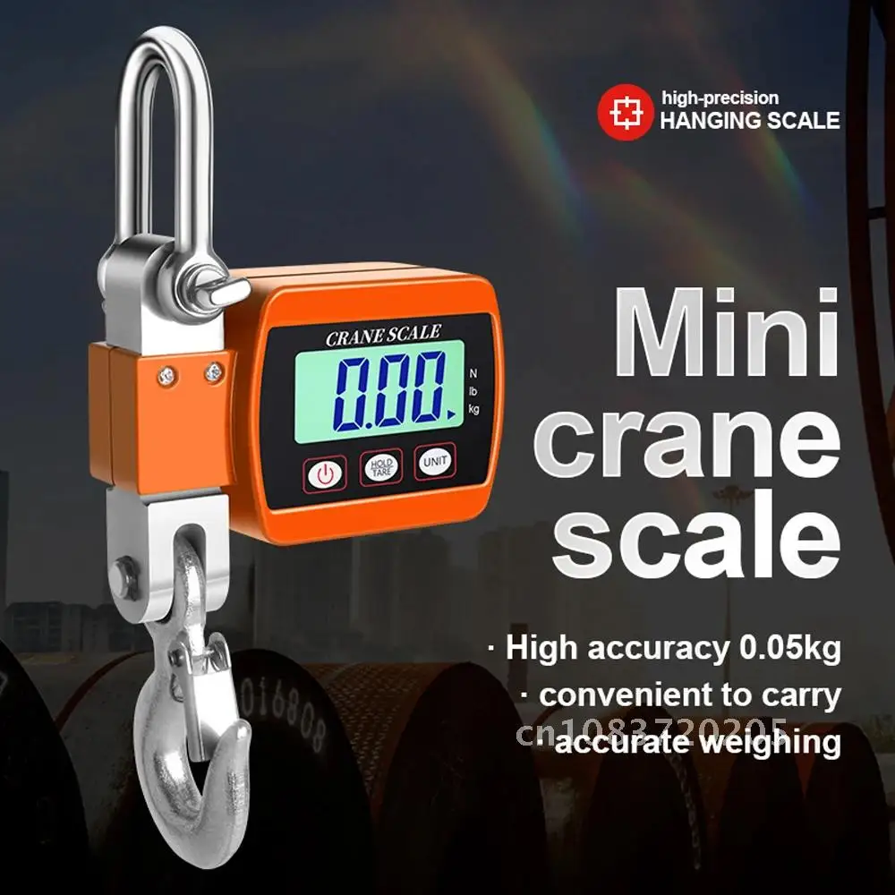 LCD Digital Scale 0.05-500kg Crane Scale Portable Industrial Electronic Scale Heavy Duty Weight Hook-Hanging Scale Weighing Tool