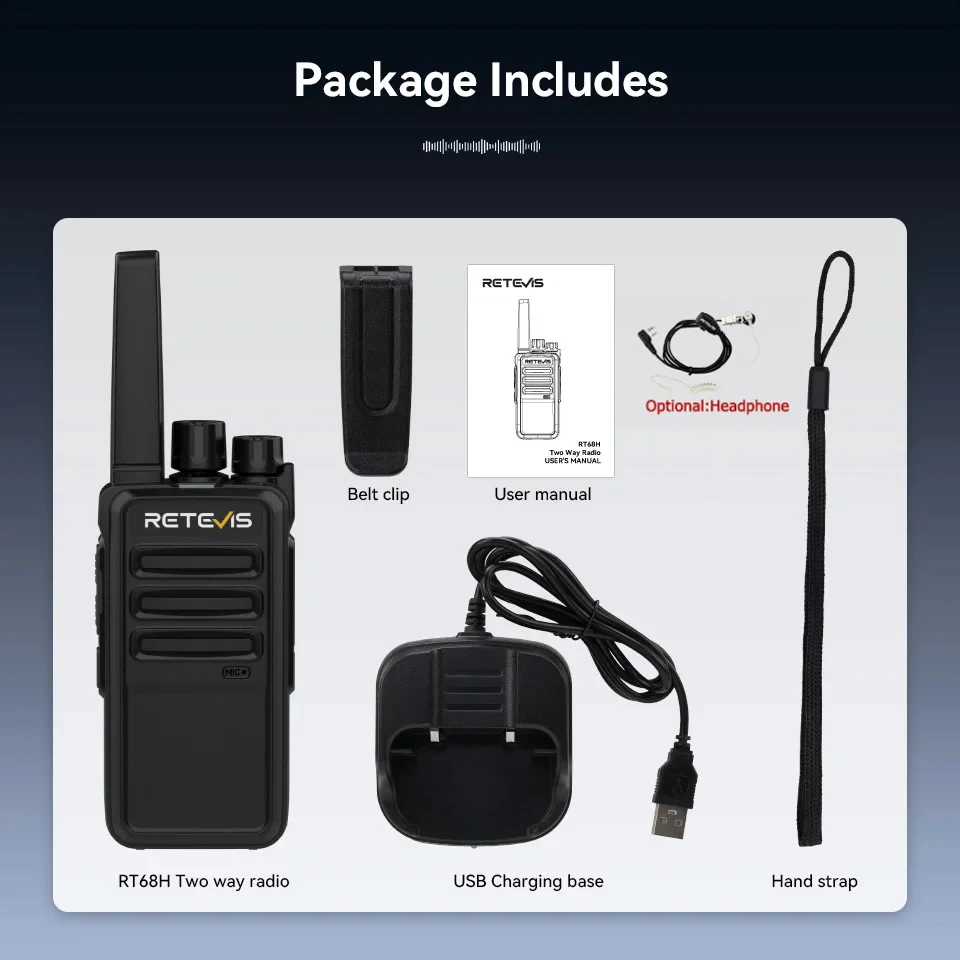 Retevis RT668H Walkie-Talkies 4 Stück PMR446 FRS Lizenzfreies Zweiwege-Funkgerät mit Verstecktem Display und VOX-Funktion für Radfahren und Wandern – Detail 18
